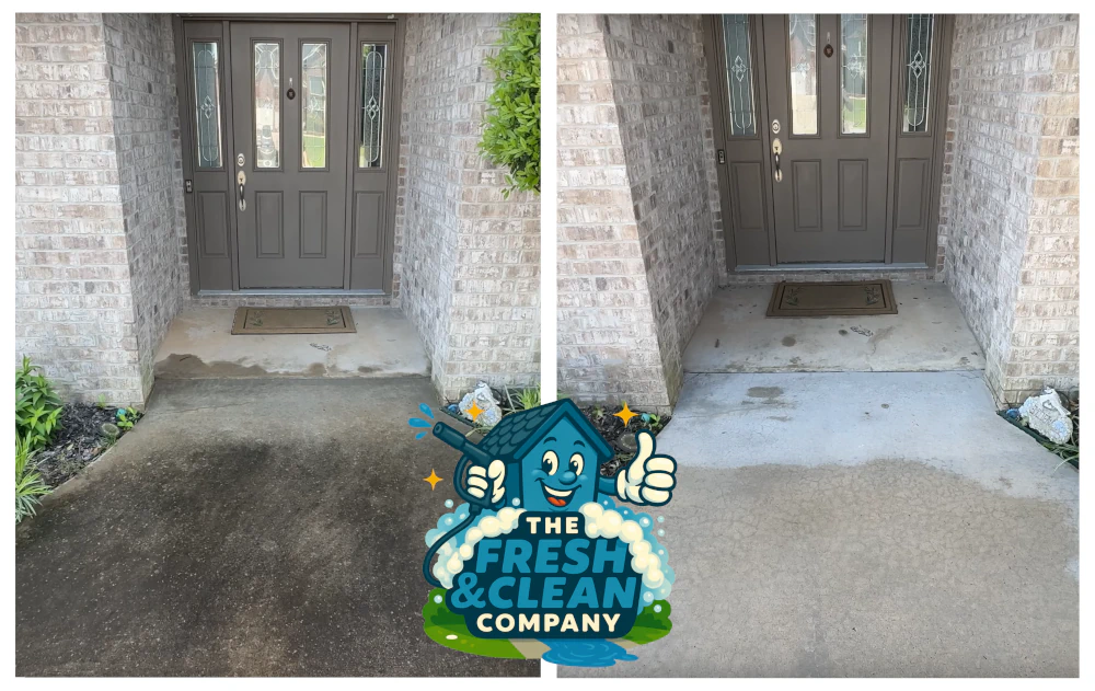 Before and after pressure washing