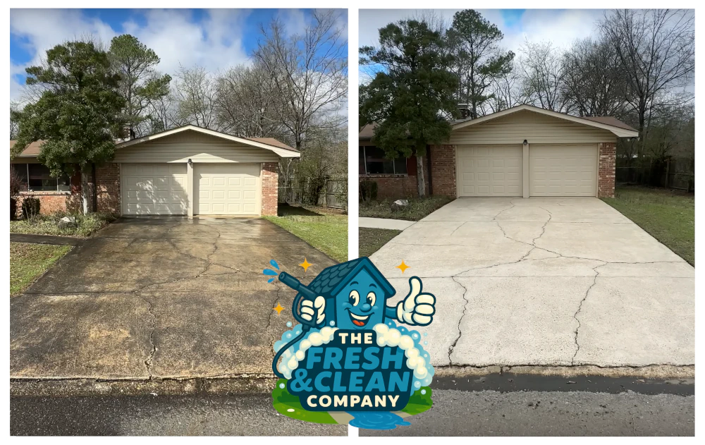 Before and after pressure washing