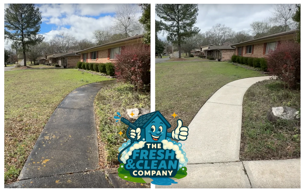 Before and after pressure washing