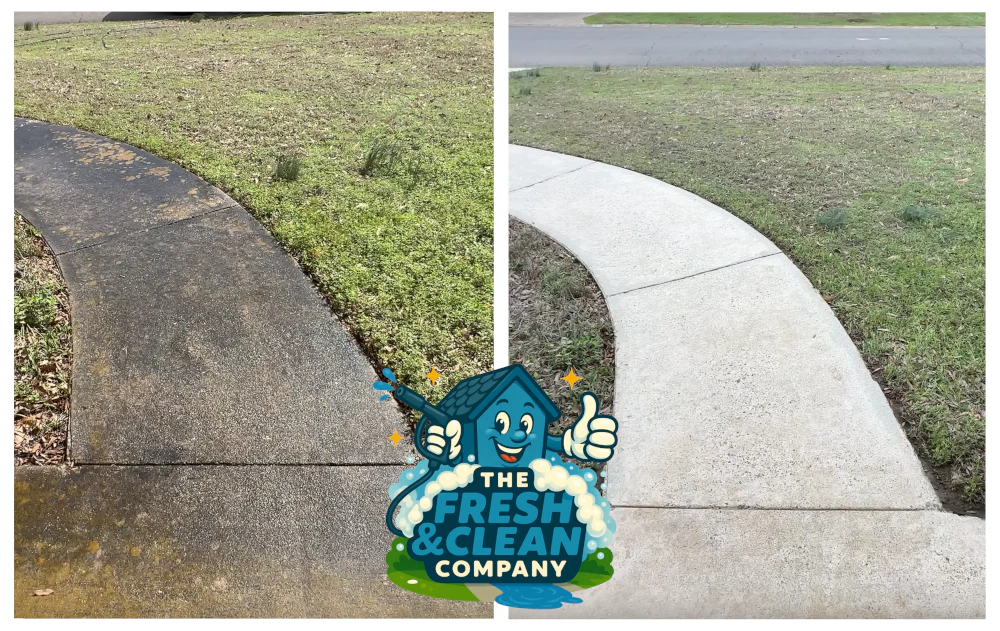 Before and after pressure washing