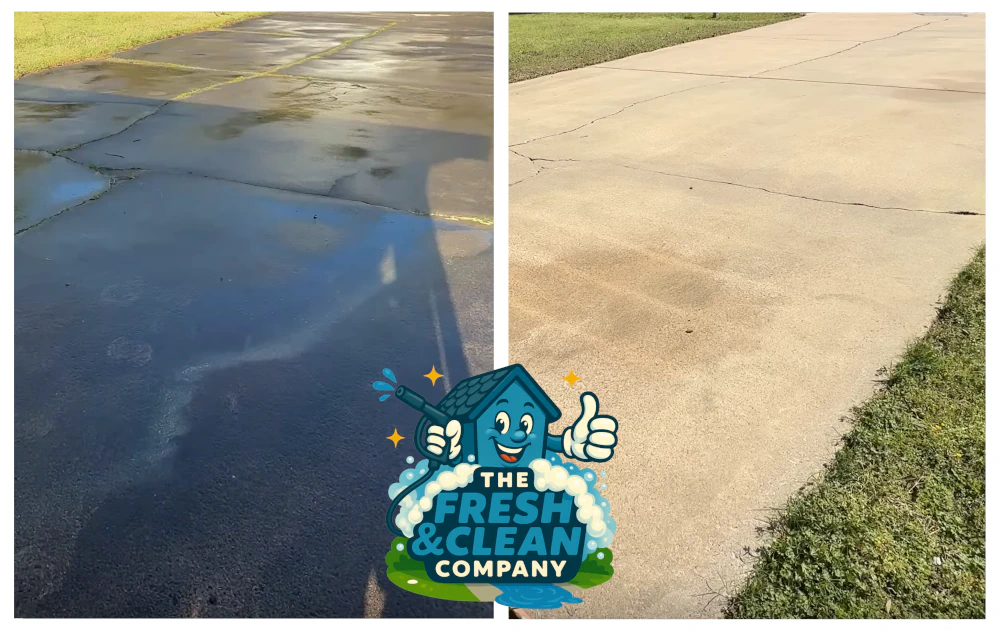 Before and after pressure washing