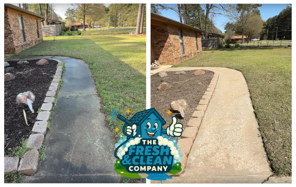 Before and after pressure washing
