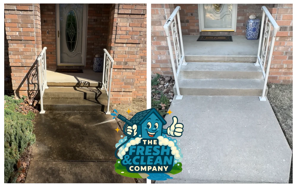 Before and after pressure washing