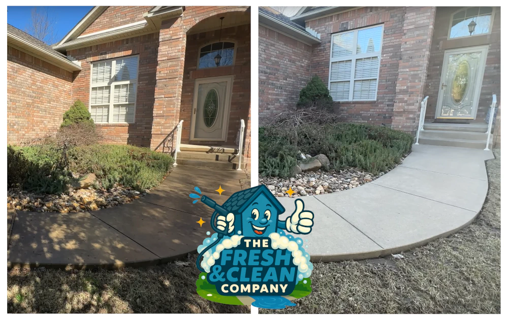 Before and after pressure washing