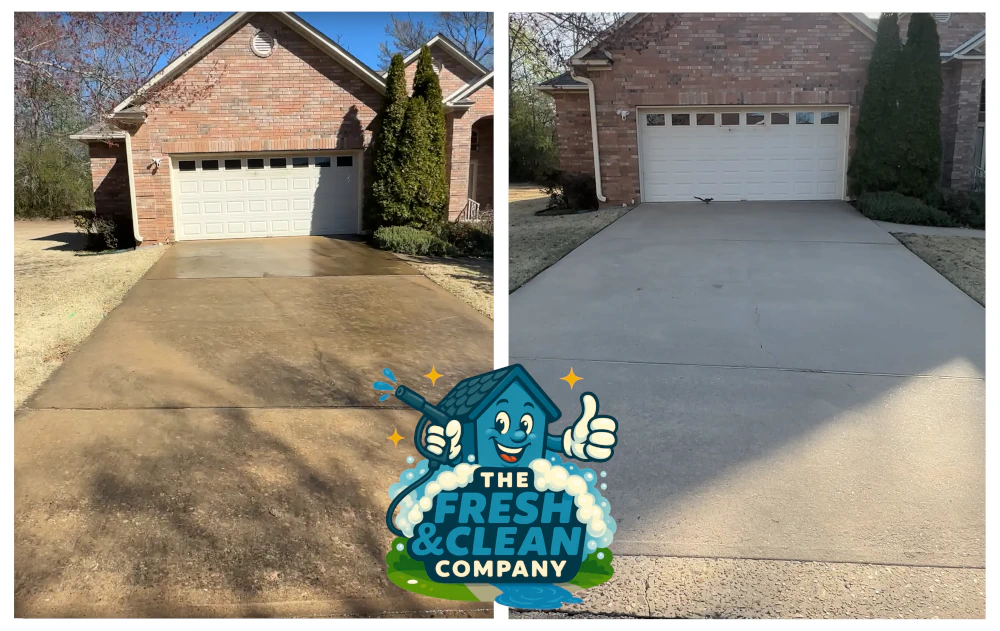 Before and after pressure washing