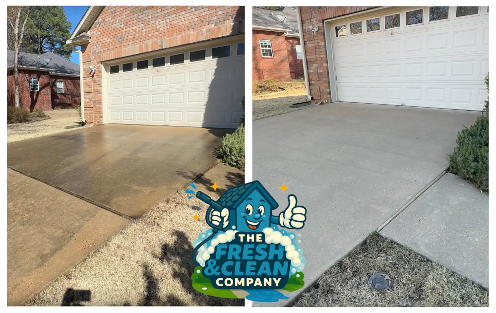 Before and after pressure washing