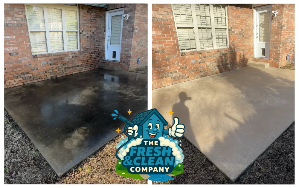Before and after pressure washing