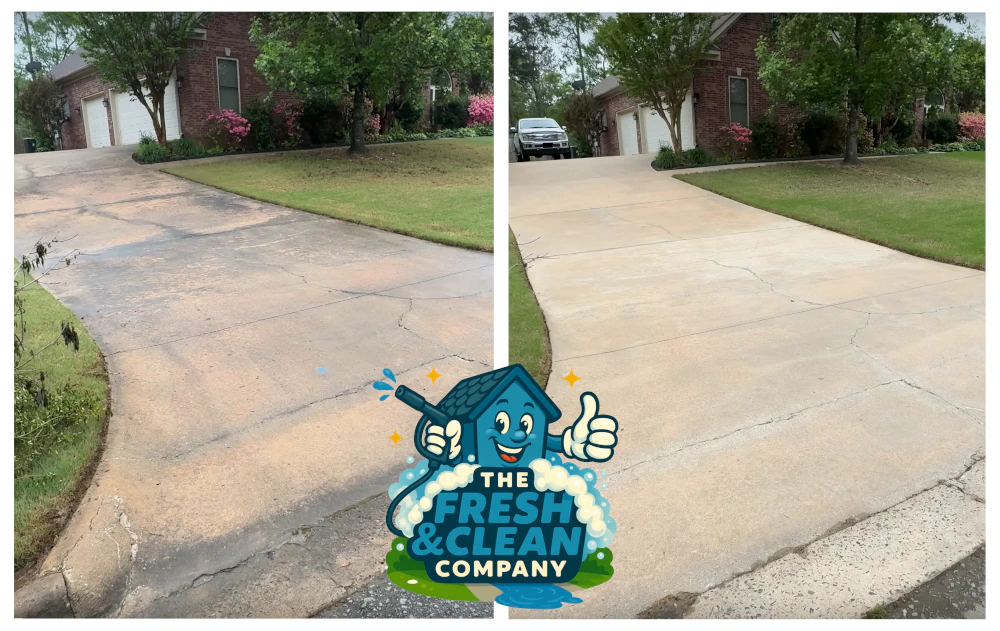 Before and after pressure washing