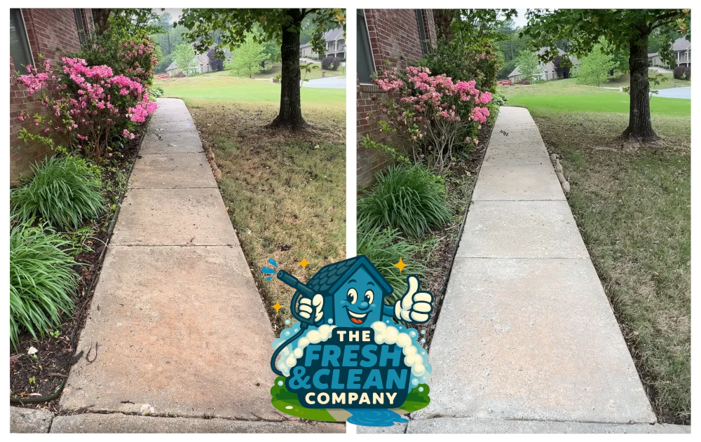 Before and after pressure washing