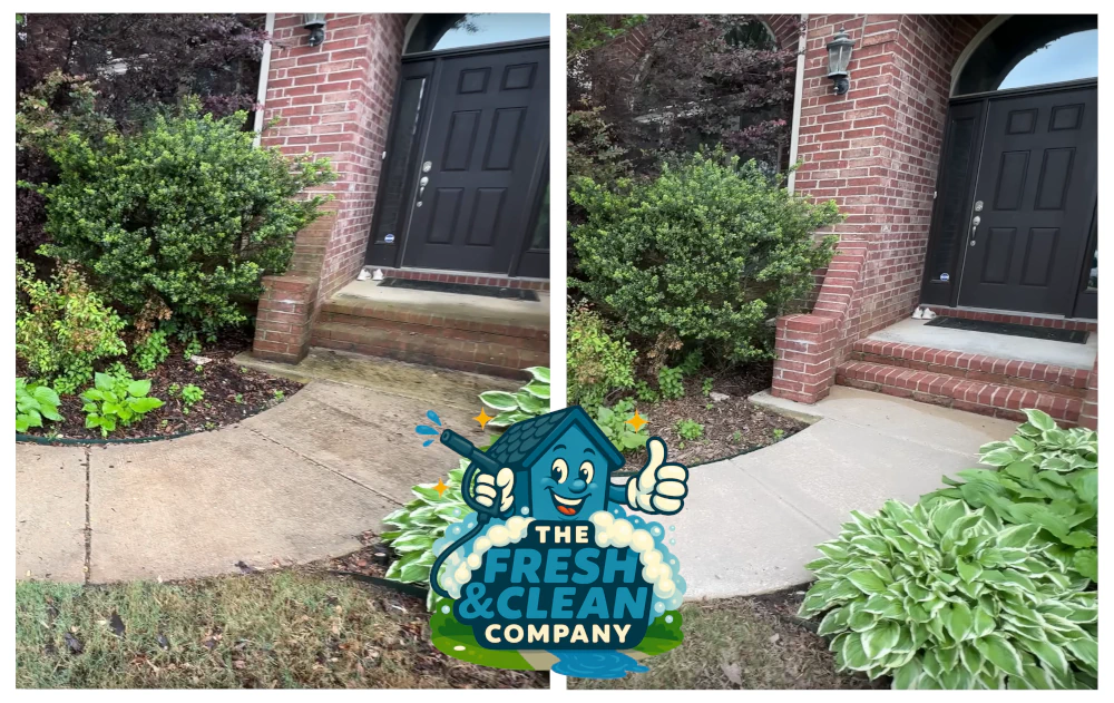 Before and after pressure washing