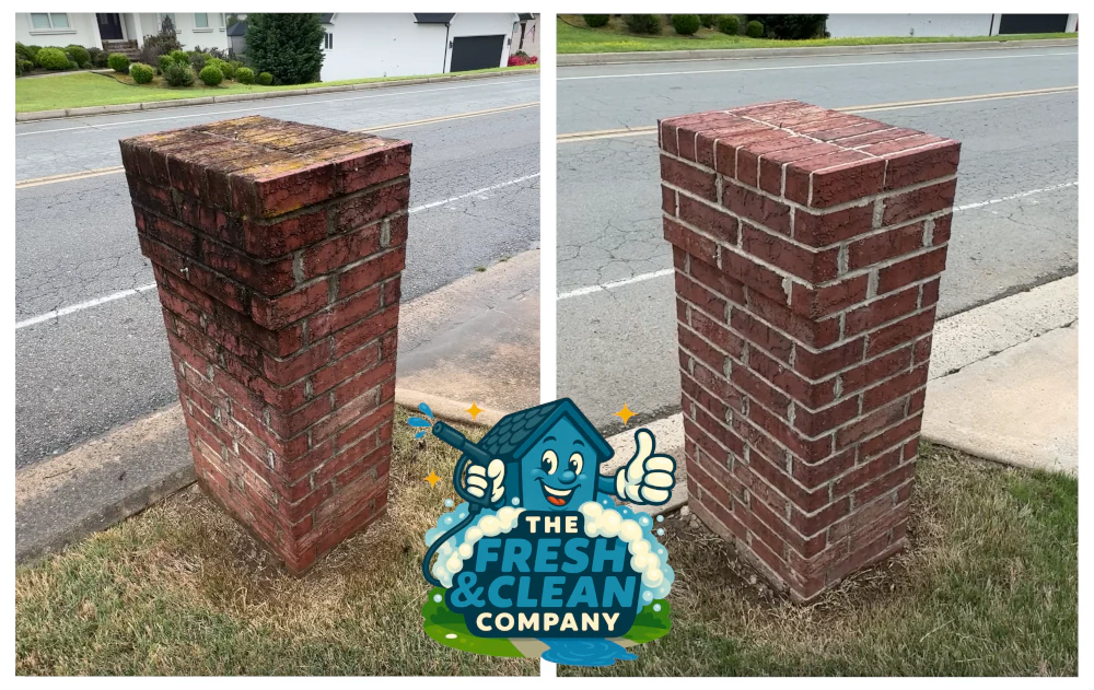 Before and after pressure washing