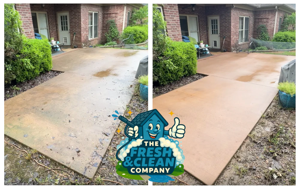 Before and after pressure washing