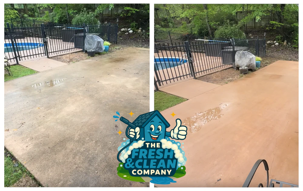 Before and after pressure washing