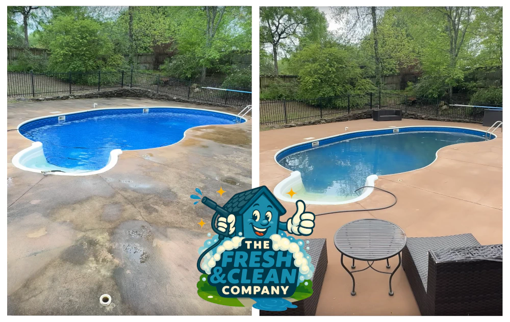 Before and after pressure washing