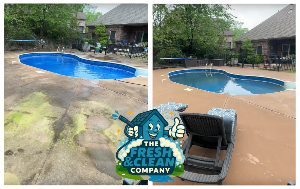 Before and after pressure washing