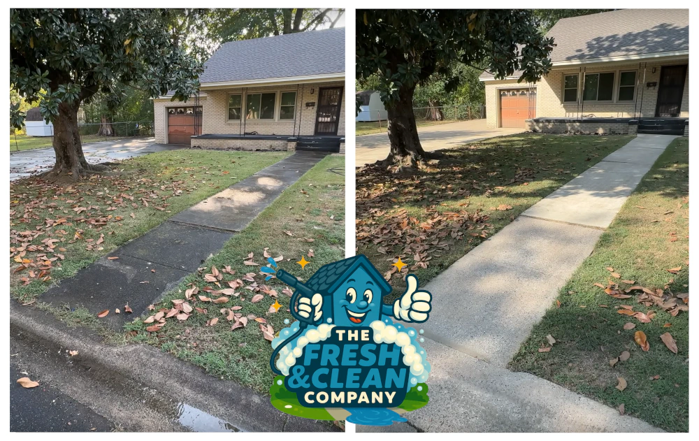 Before and after pressure washing