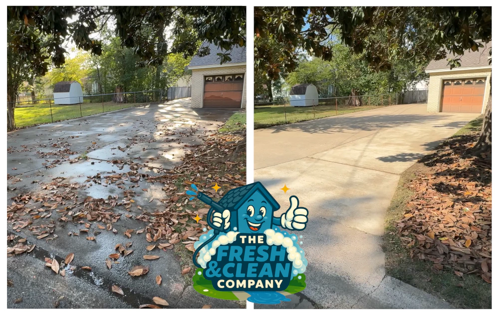 Before and after pressure washing