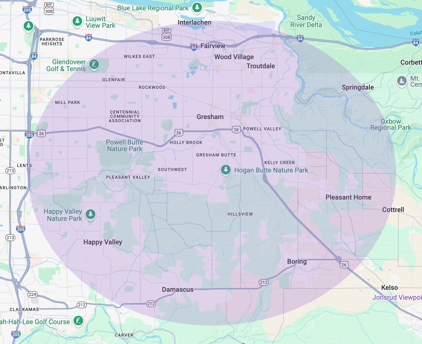 The Fresh & Clean Company Service Area Map