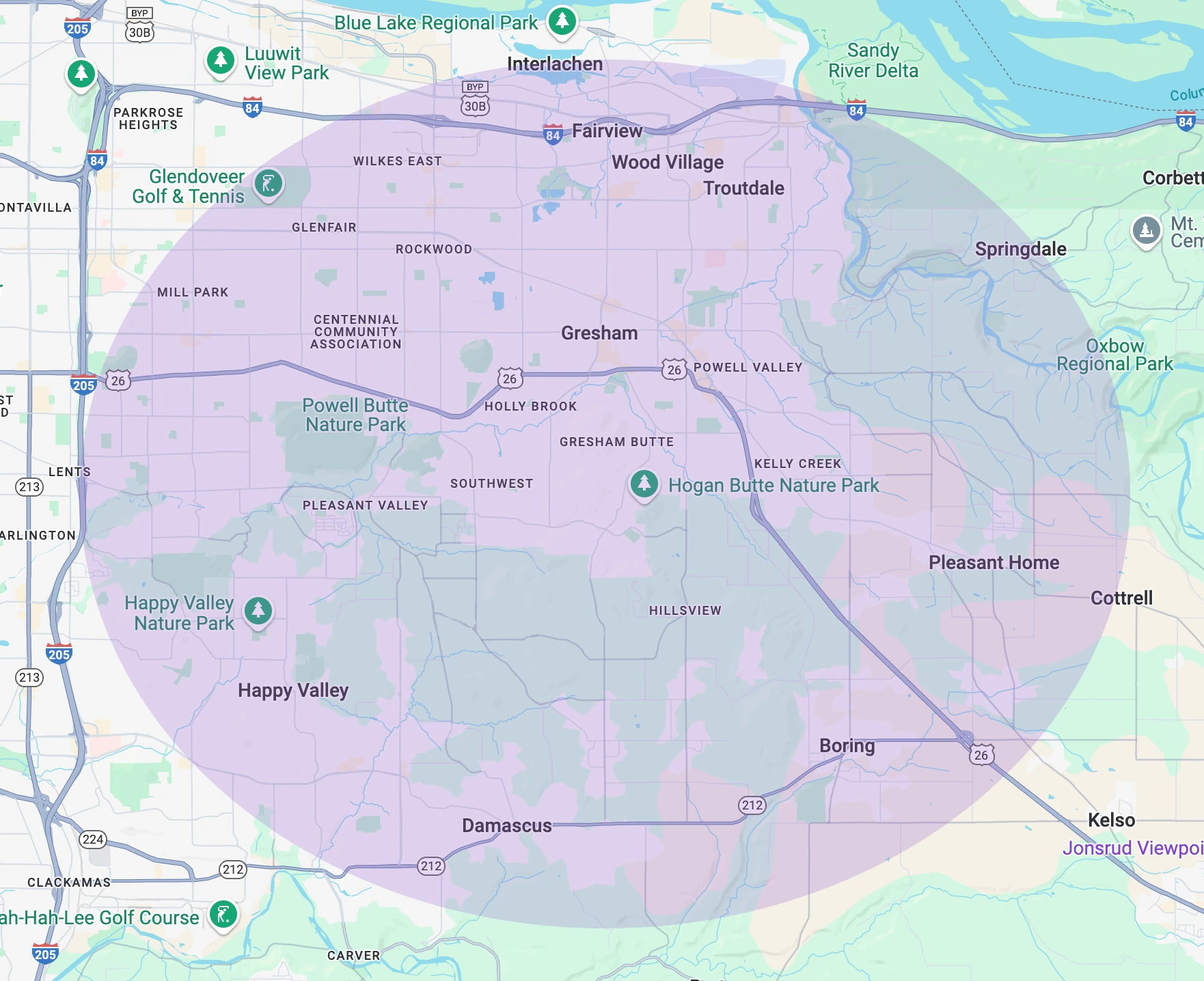 The Fresh & Clean Company Service Area Map
